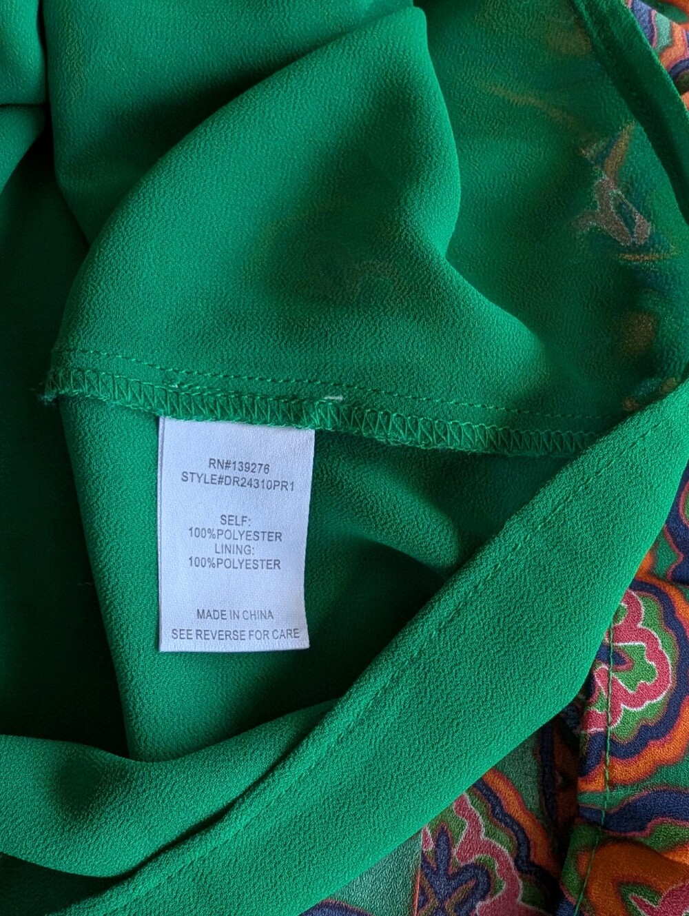 DR2 Green Geometric Print Blouse With Ruffle Sleeves XL - Picture 3 of 5